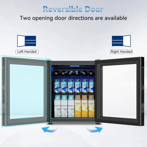 Miniatura 2 de Velivi Mini refrigerador con puerta de cristal, nevera pequeña, escritorio, enfriador de bebidas para bebidas de cerveza, 1.4 pies cúbicos