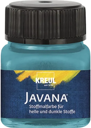 Kreul 90980 - Pintura para telas Javana para telas claras y oscuras, vidrio de 0.7 fl oz, turquesa, color brillante a base de agua, para estampado y