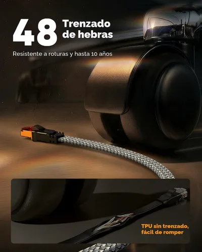 Miniatura 6 de Snowkids Cable Ethernet Cat 8 de 15 pies, señal fuerte, alta velocidad de 40 Gbps 2000 Mhz, cable de red con conector de Internet RJ45