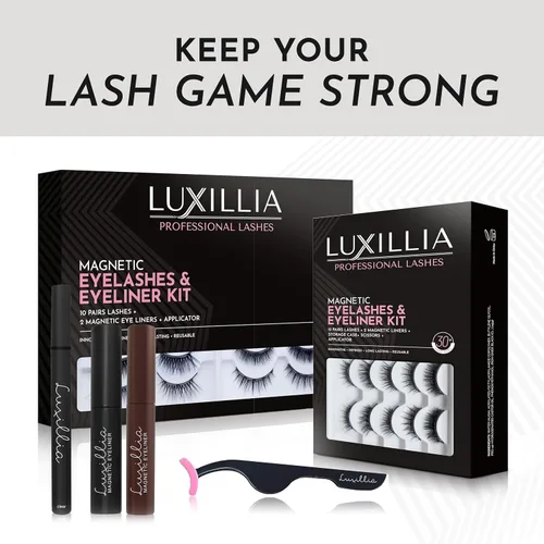 Miniatura 10 de Luxillia Delineador de ojos magnético para pestañas magnéticas, sujeción más fuerte mejorada, aspecto más natural, impermeable, a prueba de manchas