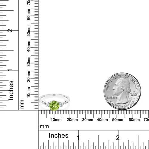 Miniatura 124 de Gem Stone King Anillo de compromiso de 3 piedras preciosas redondas de oro blanco de 10 quilates con piedra natal de 0.236 in con piedra natal