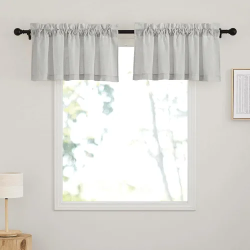 Miniatura 50 de RYB HOME - Cortinas de lino natural de 36 pulgadas de largo, juego de 2 paneles - Cortinas tejidas de lino suaves y transpirables, cortinas ligeras