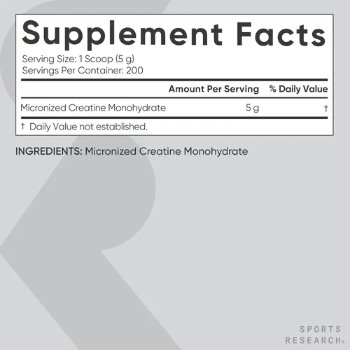 Miniatura 5 de Sports Research Monohidrato de creatina - Gana músculo magro, mejora el rendimiento y la fuerza y apoya la recuperación del entrenamiento - 0.18 oz