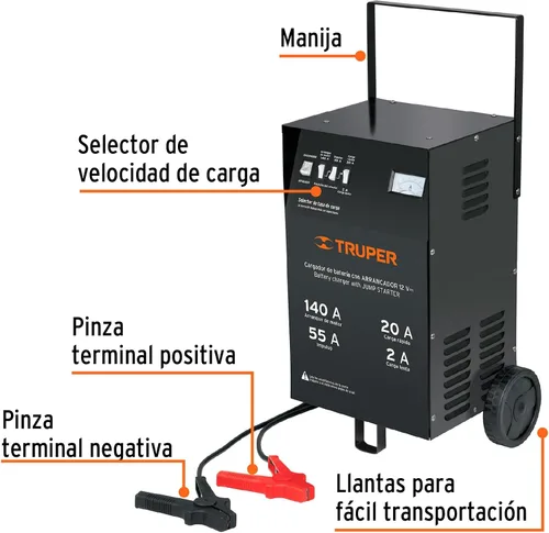 Miniatura 2 de TRUPER CARBA-140 Cargador de batería de coche de 12 V/140 Amp