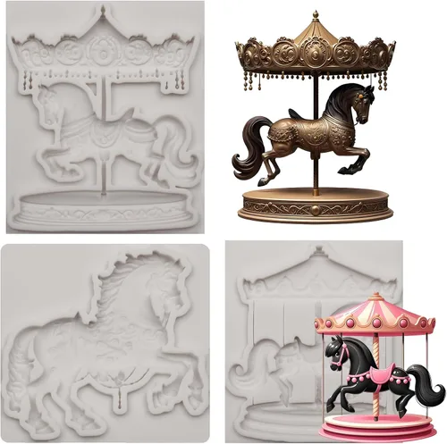 Miniatura 10 de Moldes de silicona para fondant de circo, 2 unidades, moldes de chocolate de elefante payaso, molde de cocina para hornear para decoración