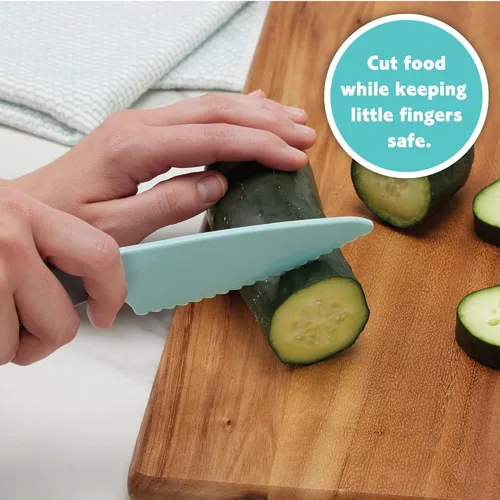 Miniatura 6 de Playful Chef: Juego de cuchillos de seguridad para niños, 3 cuchillos, cuchillas de plástico con bordes dentados, seguros para manos pequeñas, a