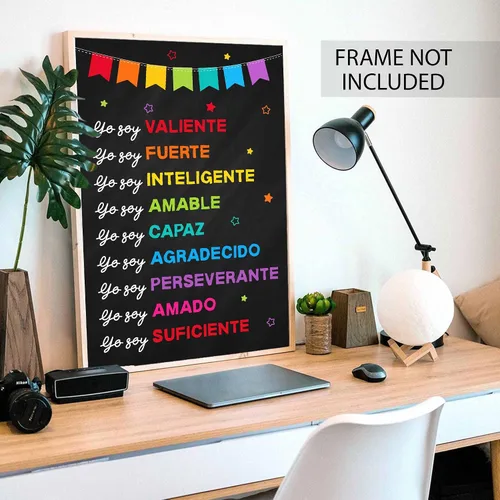 Miniatura 4 de Jinniee Yo Soy Valiente Fuerte Amado - Póster inclusivo en español, afirmaciones positivas para niños, autoestima, escuela en casa, decoración