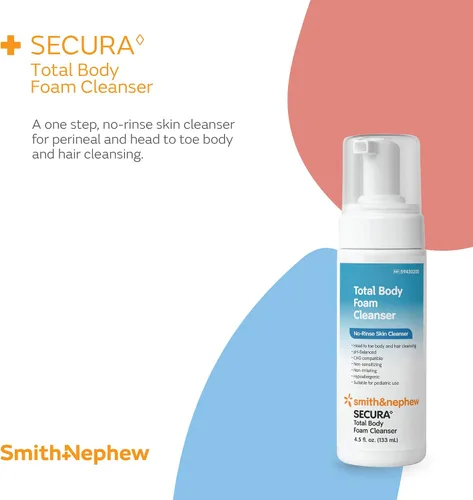 Miniatura 2 de Smith & Nephew 59430200 SECURA Limpiador de espuma corporal total, limpiador corporal sin agua, 4.5 onzas