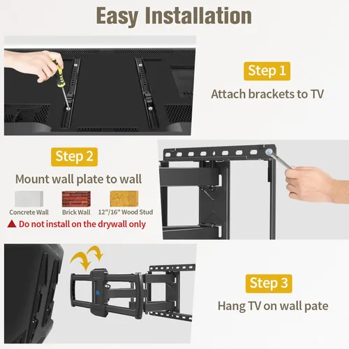 Miniatura 9 de Mounting Dream Soporte de pared para TV, certificado UL, soporte de montaje de movimiento completo para televisores de pantalla plana de 42 a 84