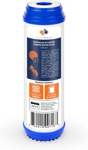 Miniatura 8 de Aquaboon Cartucho de filtro de agua de carbón activado granular de 5 micrones, 10 x 2.5, repuesto de filtro de agua GAC, compatible con AP117