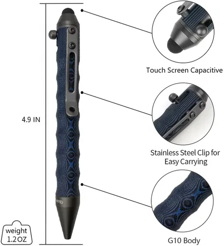 Miniatura 5 de Cool Hand Bolígrafos de Acción de Cerrojo de 4.5 pulgadas, Tinta de Bolígrafo EDC Recargable, Stylus para Pantalla Táctil, Agarre Ergonómico