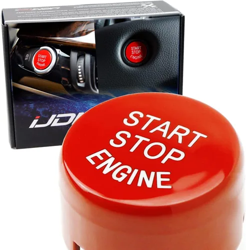 iJDMTOY Botón de arranque/parada a presión con motor rojo deportivo de carreras estilo TRD compatible con Toyota Supra GR A90 2020 en adelante