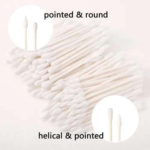 Miniatura 3 de 400 hisopos de algodón con puntas de doble precisión con palitos de cartón, brotes desechables de algodón para limpieza de maquillaje y pintura