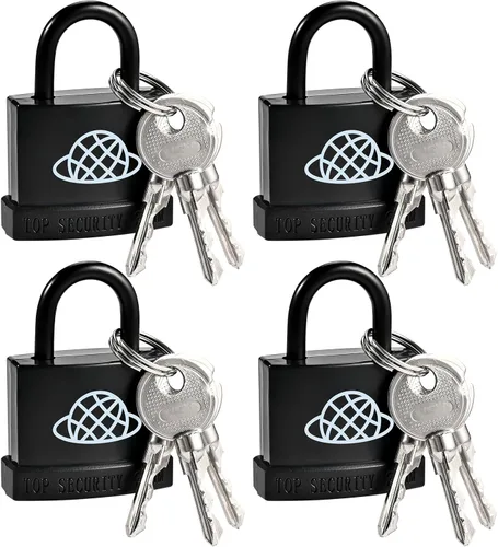 4 candados resistentes a la intemperie con llave para uso en exteriores, candado con llave para exteriores con carcasa de plástico, cerraduras