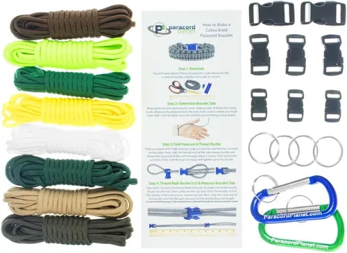 Miniatura 13 de Pulsera y kit de proyecto de paracaídas – 550 cuerdas de paracaídas, hebillas, mosquetones, llaveros