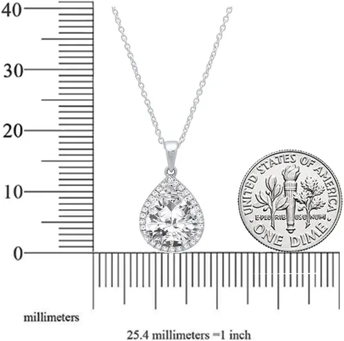 Miniatura 16 de Dazzlingrock Collection Colgante de lágrima de diamante de corte de pera de 18K 10X7 MM creado en laboratorio y diamante de corte redondo, oro blanco