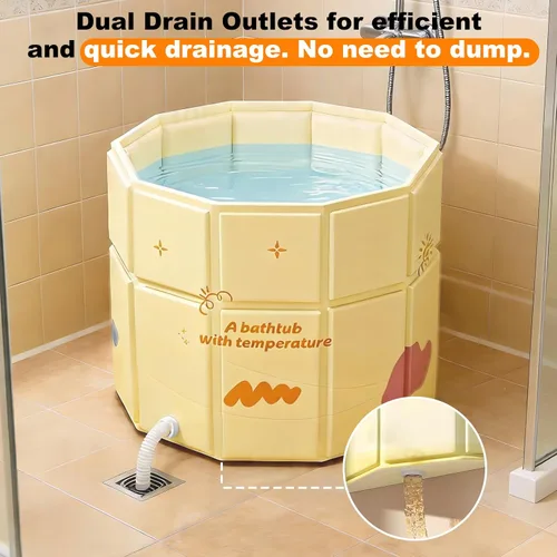 Miniatura 3 de Tina portátil para adultos de 27.5"x27.5" plegable, tina de inmersión fría colapsable, tina plegable para baño de hielo sin instalación, tina de pie