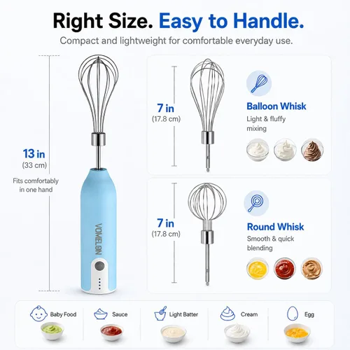 Miniatura 6 de Batidor de huevos, batería recargable de control inalámbrico eléctrico de múltiples velocidades, batidor de globos para huevos, crema de batido
