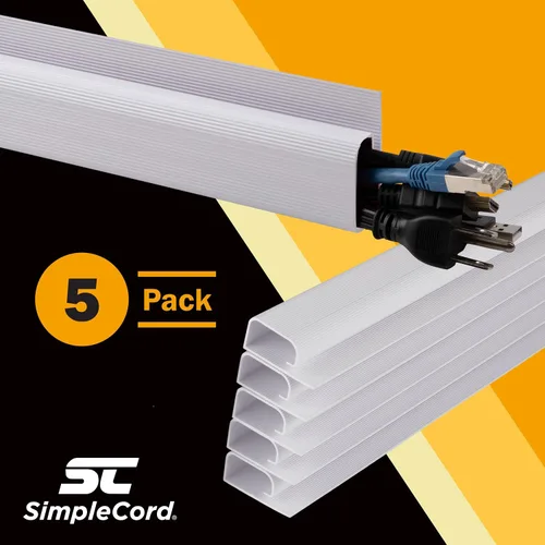 Miniatura 2 de Simple Cord - Paquete de 5 cables de canal J de 16 pulgadas para debajo del escritorio, organizador de cables adhesivo fácil de instalar