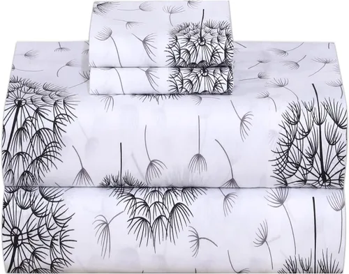 Miniatura 9 de Ruvanti - Sábanas de cama de 100 % algodón, juego de 4 piezas de cama, juego de sábanas azules de tamaño Matrimonial, tela suave, transpirable