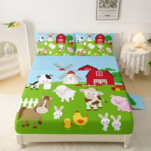 Miniatura 42 de QOOMO Sábanas Kawaii de Conejo para Niños Tamaño Twin, Juego de Sábanas de Cama Kawaii Bunny con Bolsillo Profundo de 16", Juego de Sábanas
