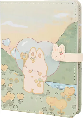 Miniatura 13 de Lindo cuaderno de dibujos animados kawaii, cuaderno de bocetos japonés con cubierta de cuero, cuaderno de notas, cuaderno de viaje, rosa claro