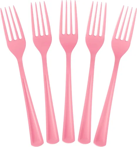 Miniatura 18 de Party Solids Tenedores de plástico negro, 100 piezas, tenedores negros, utensilios desechables, juego de cubiertos de plástico resistente