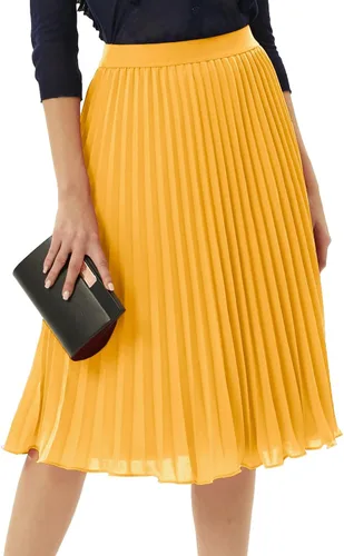 Miniatura 58 de GRACE KARIN - Falda plisada de gasa para mujer, con cintura alta y elástica, vuelo, corte acampanado y longitud por debajo de la rodilla
