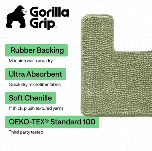 Miniatura 461 de Gorilla Grip - Tapete de baño de felpilla gruesa, suave y absorbente, secado rápido, de microfibra, con reverso de caucho, para piso de ducha, Nube