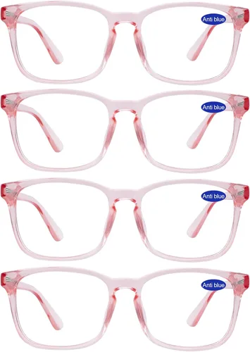 4 PAQUETES Gafas de Lectura con Bloqueo de Luz Azul para Mujeres 1.0 1.25 1.5 1.75 2.0 2.25 2.5 2.75 3.0 3.5 4.0 5.0 6.0 1a- Rosa lindo*4