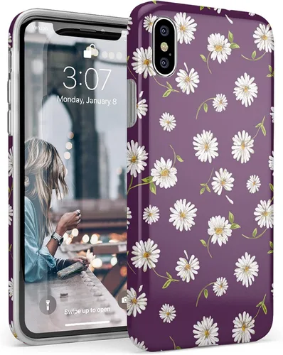 Miniatura 4 de Casely Funda para iPhone X/XS Daisy Daydream - Funda floral morado ciruela