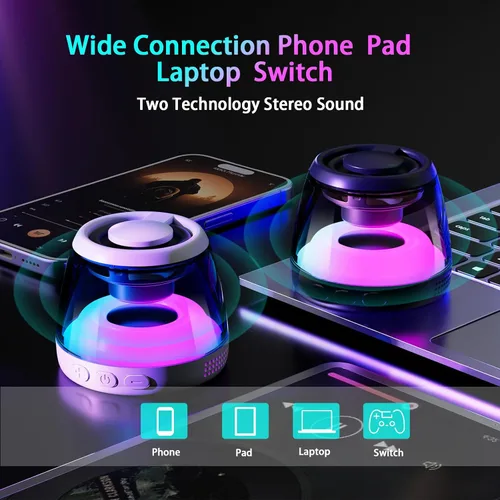 Miniatura 5 de Altavoz Bluetooth magnético, altavoz Bluetooth de inducción inalámbrico, mini soporte portátil para teléfono celular para iPhone, cordón y luz