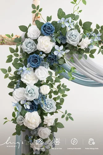 Miniatura 3 de Ling's moment - Kit de flores artificiales de arco de boda con cortinas - Paquete de 5, 2 arreglos florales, 3 cortinas transparentes colgantes Sage