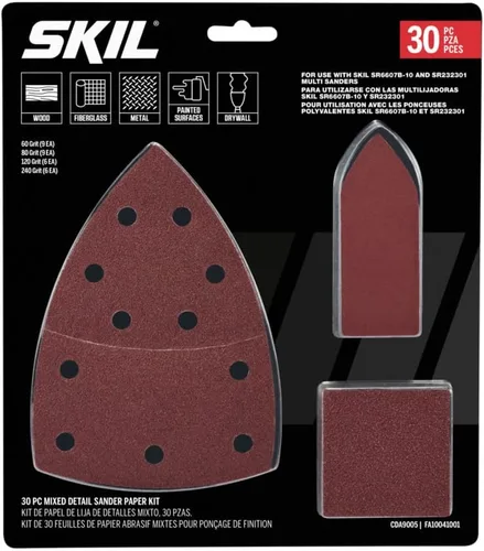 Miniatura 9 de SKIL SR232301 - Lijadora de detalles multifunción con cable con caja antipolvo de microfiltro, 3 accesorios adicionales y 12 hojas de lijado