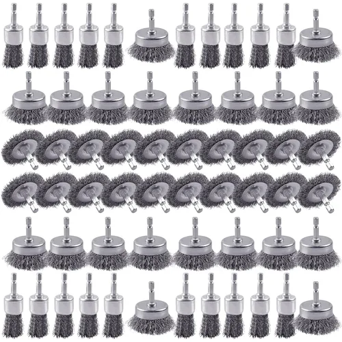 Miniatura 10 de Rocaris Juego de 6 ruedas de alambre de acero al carbono y cepillo para bolígrafo con vástago hexagonal de 1/4 pulgadas para eliminar el óxido