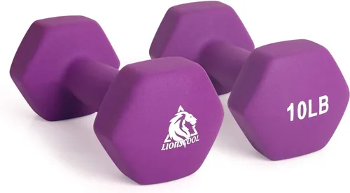 LIONSCOOL Juego de 2 mancuernas con revestimiento de neopreno, mancuernas hexagonales antideslizantes y que no se ruedan en par para entrenamiento