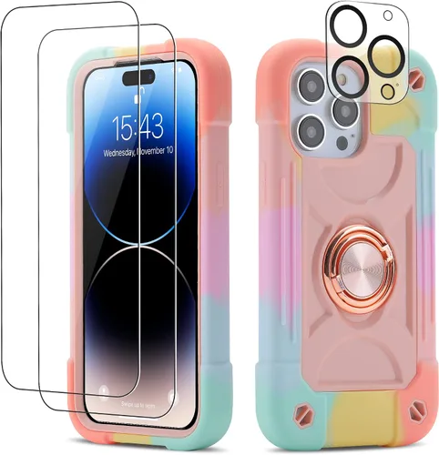 Miniatura 36 de Funda para iPhone Se3/iPhone Se2, iPhone 6/6S, iPhone 7/iPhone 8 de 4.7 pulgadas con soporte de anillo, con 2 protectores de pantalla resistentes