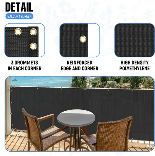 Miniatura 4 de E&K Sunrise - Malla de privacidad para terraza, balcón, porche, cubierta, protección al aire libre, cerco de protección, red de patio, piscina