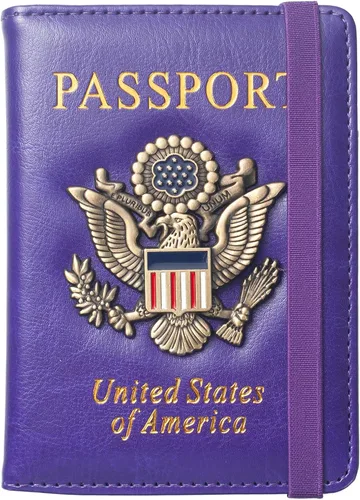 Miniatura 11 de Coowayze Funda para pasaporte para mujeres y hombres, funda de cuero para pasaporte estadounidense con ranura para tarjeta de vacunación