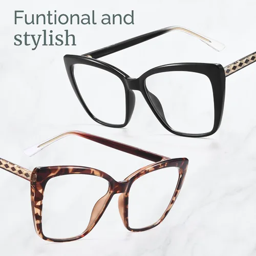 Miniatura 8 de CCVOO Gafas de lectura de moda para mujeres, lectores de luz azul de gran tamaño, gafas para presbicia, elegantes gafas cuadradas de ojo de gato