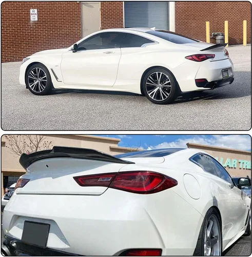 Miniatura 2 de Alerón de maletero de fibra de carbono real para Infiniti Q60 Q60S Coupe 2017-2023 Tapa trasera de arranque Highkick Wing Lip Factory Outlet