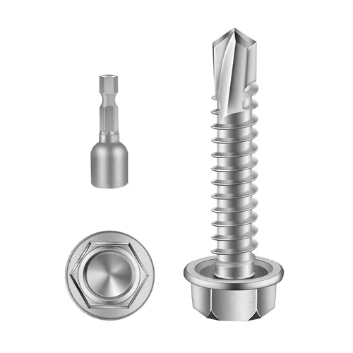 Miniatura 9 de Mellewell Tornillos autoperforantes con cabeza hexagonal de 1/2 pulgada, tornillos de chapa autoperforantes, acero inoxidable 410, 100
