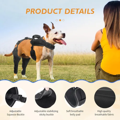 Miniatura 3 de Perro Acl Brace pata trasera – Mantiene las articulaciones calientes y protegidas, piernas y caderas ajustables mejoradas, juego de arnés