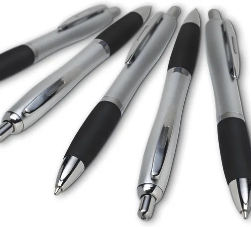 Miniatura 6 de DISCOUNT PROMOS - Bolígrafos personalizados con agarre de goma y tinta negra, paquete de 10 unidades, diseño ergonómico, ideal para oficina