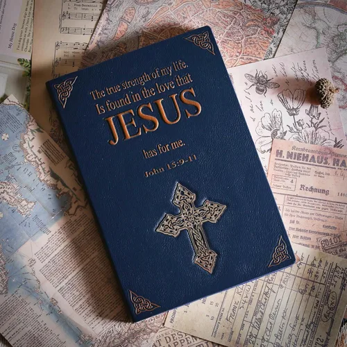 Miniatura 4 de Diario sin forro – Jesús 3D en relieve de tapa dura azul cuaderno en blanco A5 cuaderno de bocetos regalo, 8.4 x 5.7 pulgadas