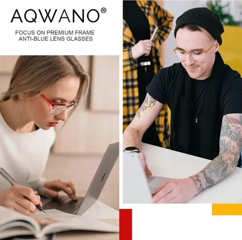 Miniatura 2 de AQWANO 4 Pack Computer Reading Glasses Blue Light Filter Clear Frames Readers Glasses for Men Women Paquete de 4