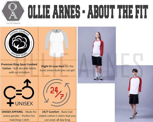 Miniatura 2 de Ollie Arnes playera de cuello redondo algodón 34 para hombre,mangas raglán de baseball