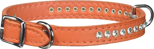 Miniatura 95 de Collar de perro de cuero y cristales de OmniPet Signature, cuero de grano de violeta africana de avestruz, se ajusta a un tamaño de cuello de 6"-8