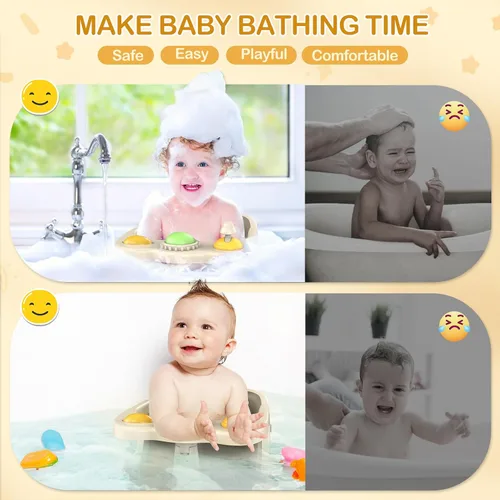 Miniatura 6 de Asiento de baño para bebés de 6 meses en adelante, asiento de baño antideslizante para bebé y recién nacido con ventosas, asiento seguro para bañera