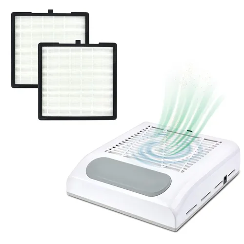 Colector de polvo de uñas (no requiere bolsa), potente colector de polvo al vacío de uñas de 80 W con 2 filtros, extractor de polvo de bajo ruido